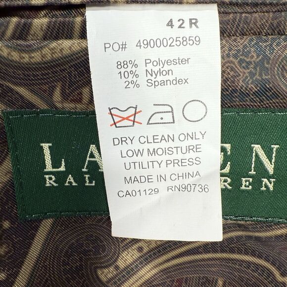 Lauren Ralph Lauren Corduroy Blazer Sports Coat Mens 42R Paisley Brown Jacket - Picture 10 of 16